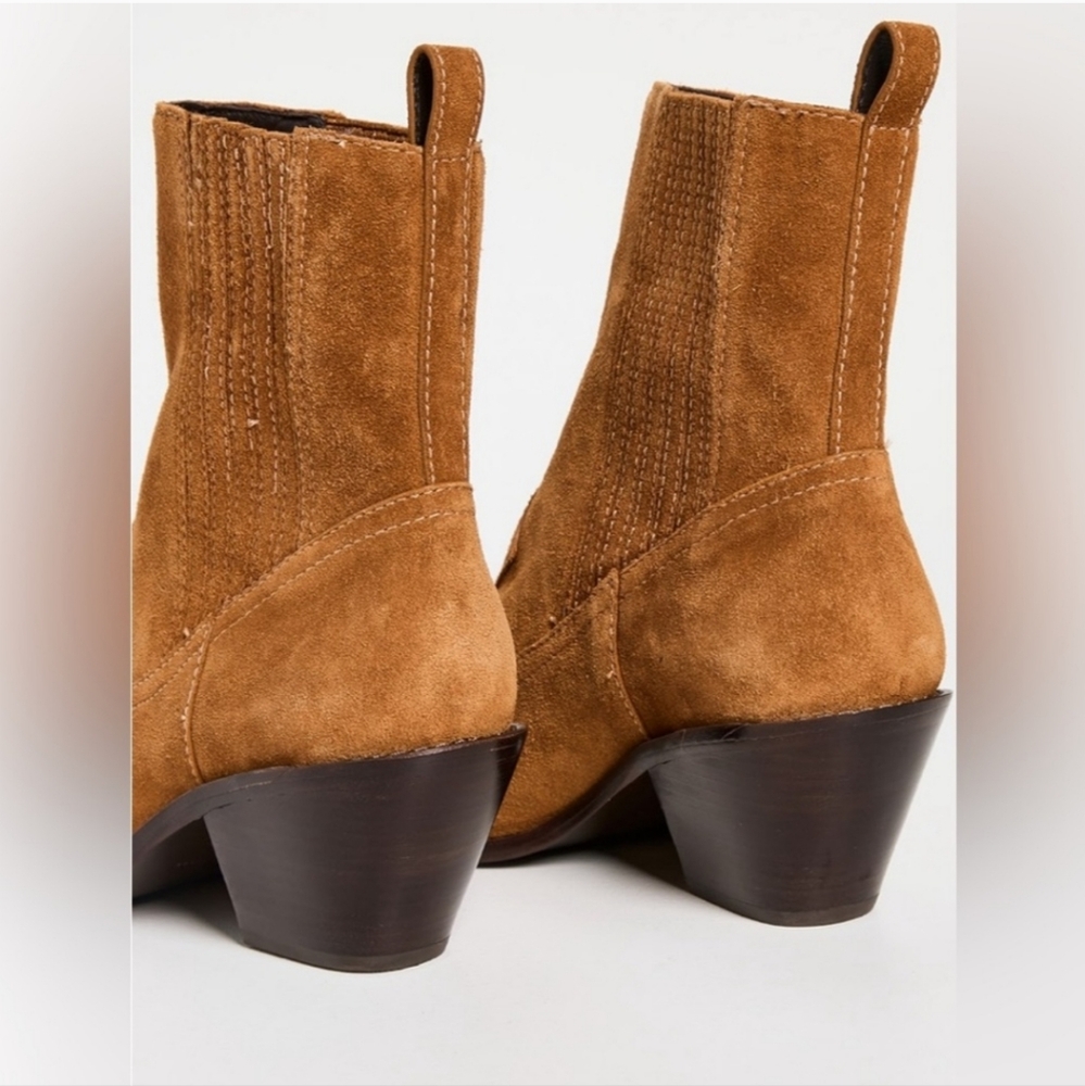 NEW Tory Burch Suede Leather Western Ankle Heeled block heel pointed toe Boots - Picture 6 of 17